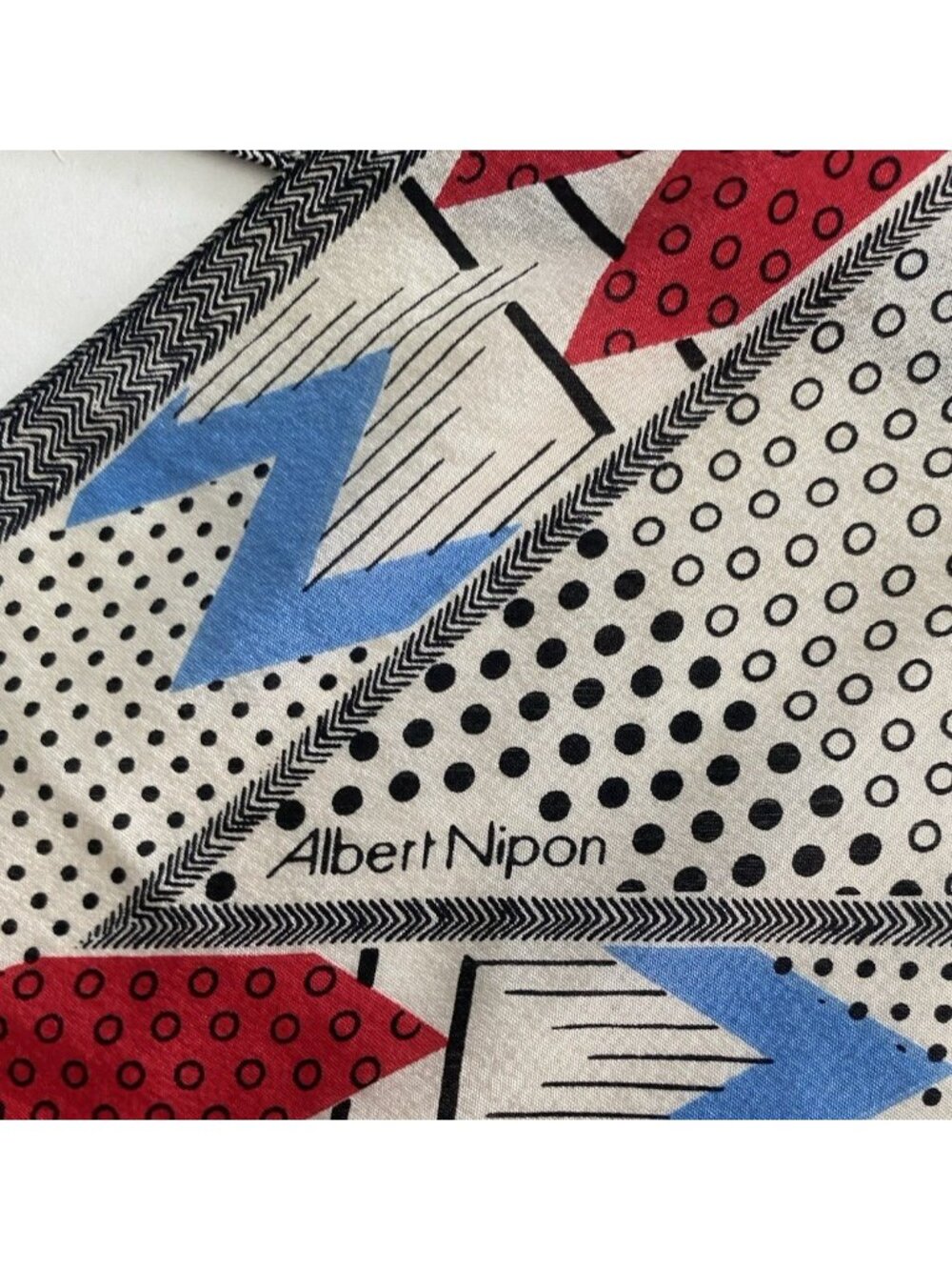 Vintage Albert Nipon XIIX Karat Silk Scarf 62 Inch Geometric Dots Japan 1970s - Picture 16 of 16